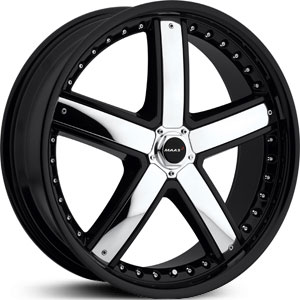 17x7.5 Maas M28 Gloss Black/Chrome Inserts FWD