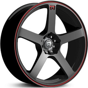 18X8 Motegi Racing MR116 Matte Black w/ Red Stripe HPO