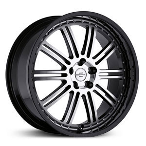 20x9.5 Redbourne Marques Gloss Black with mirror cut face and black lip MID