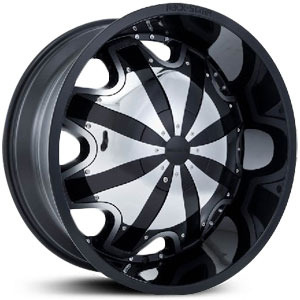 22x8.5 RockStarr Winger Black w/ Chrome Inserts MID