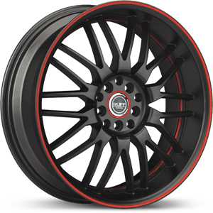 17x7.5 Ruff Racing R951 Black/Red Accent HPO