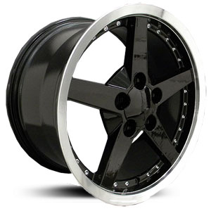 Corvette C6 Style (CV06) Deep Dish Black Machined Lip w/Rivets