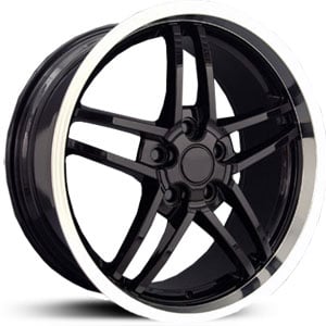 18x8.5 Corvette C6 Z06 CV07 Deep Dish Black w/ Machined Lip HPO