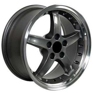 17x9 Ford Mustang Cobra 5L FR04 Replica Deep Dish Anthracite Machined Lip with Rivets MID