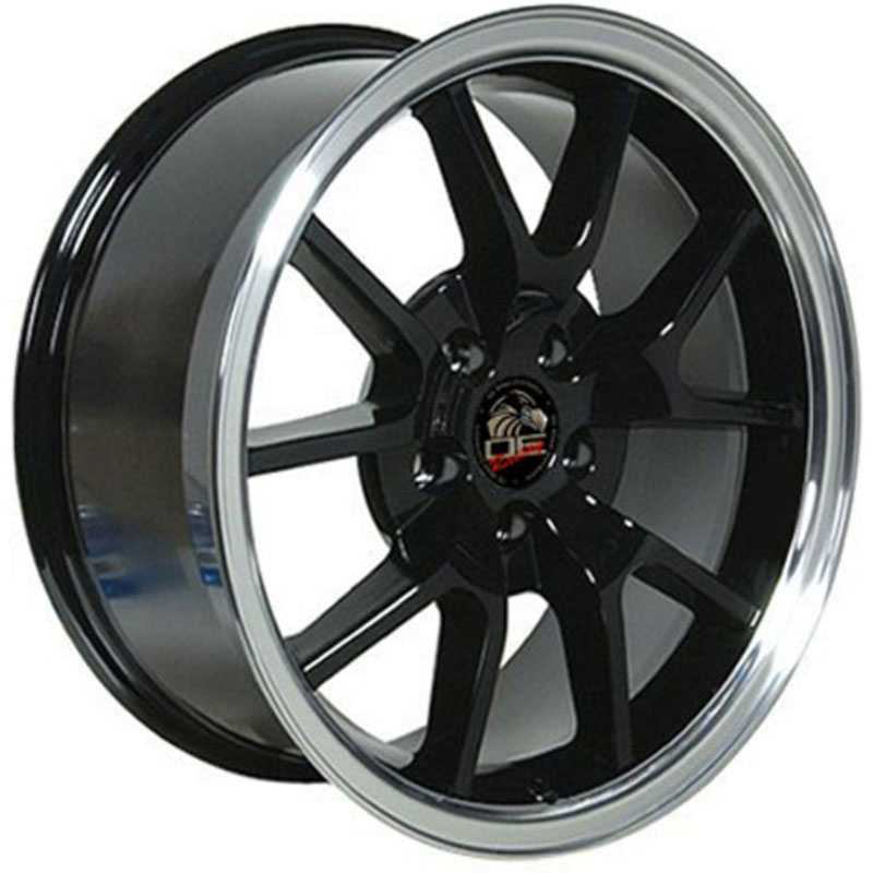 Fits Ford Mustang FR500 Style (FR05)  Wheels Black Machined Lip
