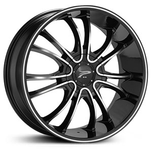 22x9 Platinum America Gloss Black Diamond Cut Mach. Lip RWD