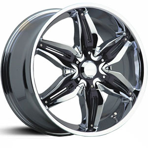 18x7.5 Akuza 824 Rissa Chrome w/Black Inserts HPO