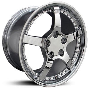 18x10.5 Corvette C5 CV05 Replica Deep Dish Chrome w/Rivets HPO