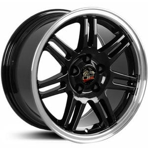 17x9 Mustang 10th Anniversary FR07 Deep Dish  Black w/ Machined Lip MID