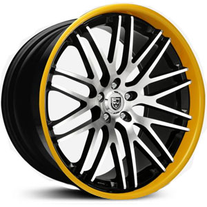 22x9 Lexani CVX-44 Black Machined w/ Custom Colored Lip RWD