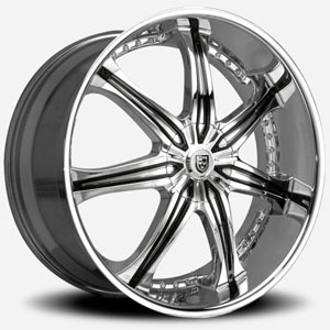 26x10 Lexani LX7 Chrome w/ Black Inserts RWD