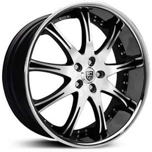 24x10 Lexani LX-9 Black Machined SS Lip MID