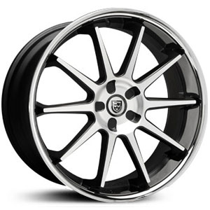 22x10 Lexani R-10 Black Machined w/ Chrome Lip HPO