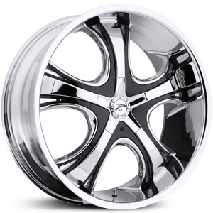 20x8.5 Platinum Patriarch 415/416 Chrome w/ Black Inserts MID