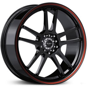 17x7.5 Ruff Racing R354 Black w/ Red Pin Stripe HPO