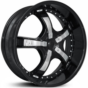 22x8.5 Starr 663 Bones Deep Lip Black w/ Chrome Inserts HPO