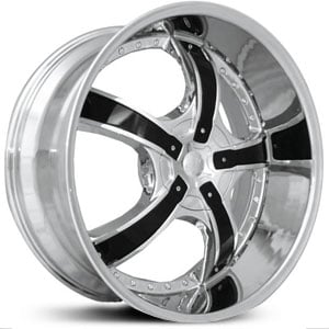 22x8.5 Starr 663 Bones Deep Lip Chrome w/ Black Inserts HPO