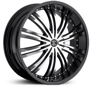 22x8.5 2CRAVE N01 Glossy Black / Machined Face / Glossy Black Lip RWD