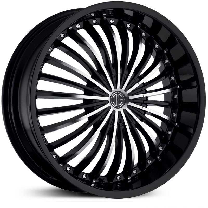 22x9.5 2CRAVE N19 Glossy Black / Machined Face / Glossy Black Lip MID