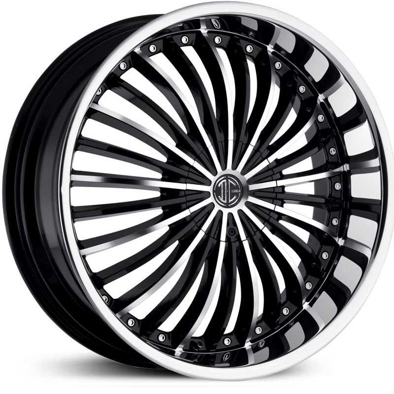 22x9.5 2CRAVE N19 Glossy Black / Machined Face / Chrome Lip MID