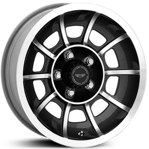 15x8.5 American Racing Hot Rod VN47 Vector Black w/ Machined Face RWD