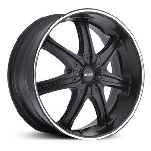 22x9 Boss 345 Black with Superfinish Stripe MID