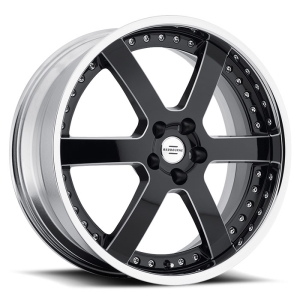 22x9.5 Redbourne Knight Gloss Black w/Milled Spokes & Chrome Lip MID