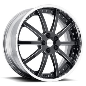 22x9.5 Redbourne Viceroy Gloss Black w/Milled Spokes & Chrome Lip MID