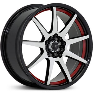 18x8 Ruff Racing R353 Gloss Black w/ Machined Face & Red Pin HPO