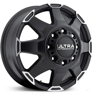 17x6.5 Ultra Phantom Dually Front 025SB (Front) Satin Black w/ Machined Spoke Accents HPO