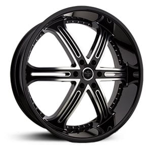 24x9.5 Versante 226 6 Lug Black Machined MID