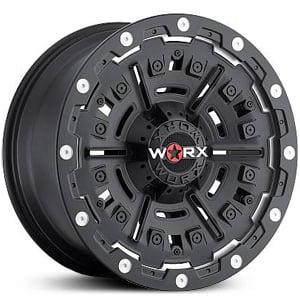 18x9 Worx Alloy 804SBM Tank Satin Black w/ Machined Undercut & Milled Dimples w/ Worx Mask REV