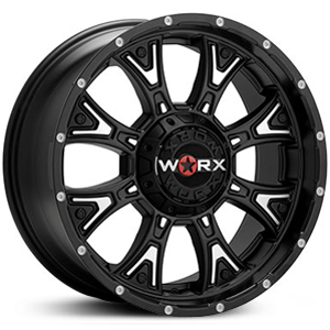 18x9 Worx Alloy 805SB Tyrant Satin Black w/ Diamond Cut Accents RWD