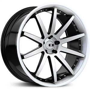 20x10 XO Wheels Paris Matte Black w/ Brushed Face & White Lip HPO