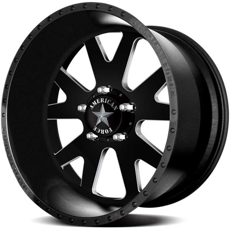 22x10 American Force Wheels BAUS SS5 Black Flat-Machined Windows REV