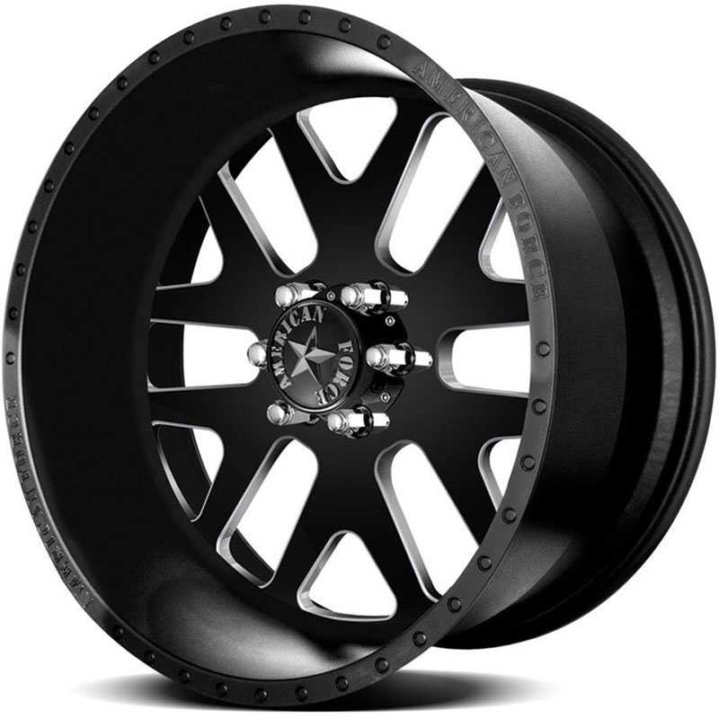 20x9 American Force Wheels BAUS SS6 Black Textured-Machined Windows RWD