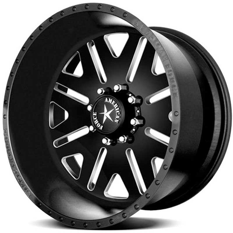 20x10 American Force Wheels BAUS SS8 Black Flat-Machined Windows REV