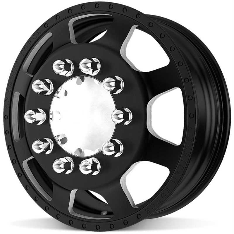 20x8.25 American Force Dually Wheels BLAST Black Textured-Machined Windows HPO