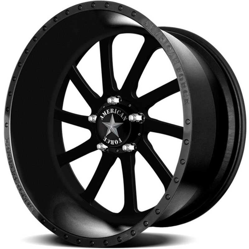24x12 American Force Wheels BURNOUT SS5 Black Flat-Solid REV