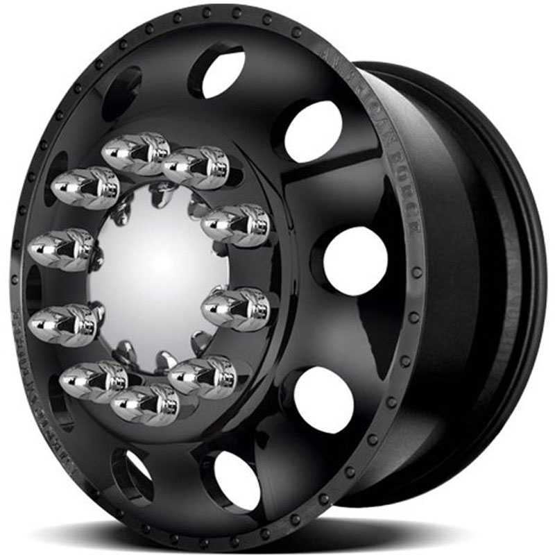 19x6.75 American Force Dually Wheels CLASSIC Black Textured-Solid HPO