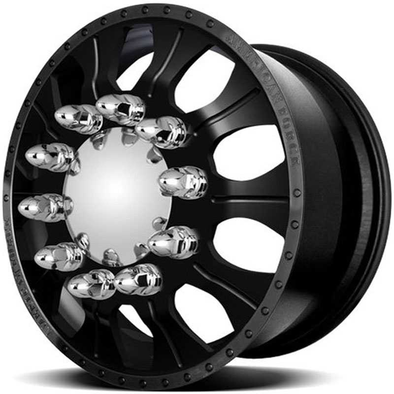 22.5x8.25 American Force Dually Wheels COMBAT Black Textured-Solid HPO