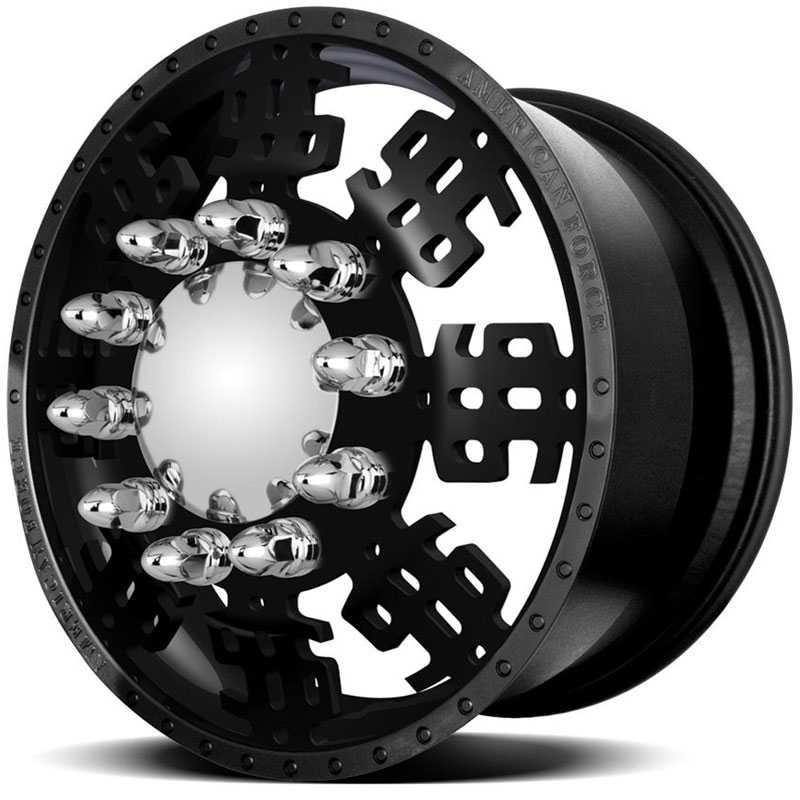 26x8.25 American Force Dually Wheels DOLLA Black Textured-Solid HPO
