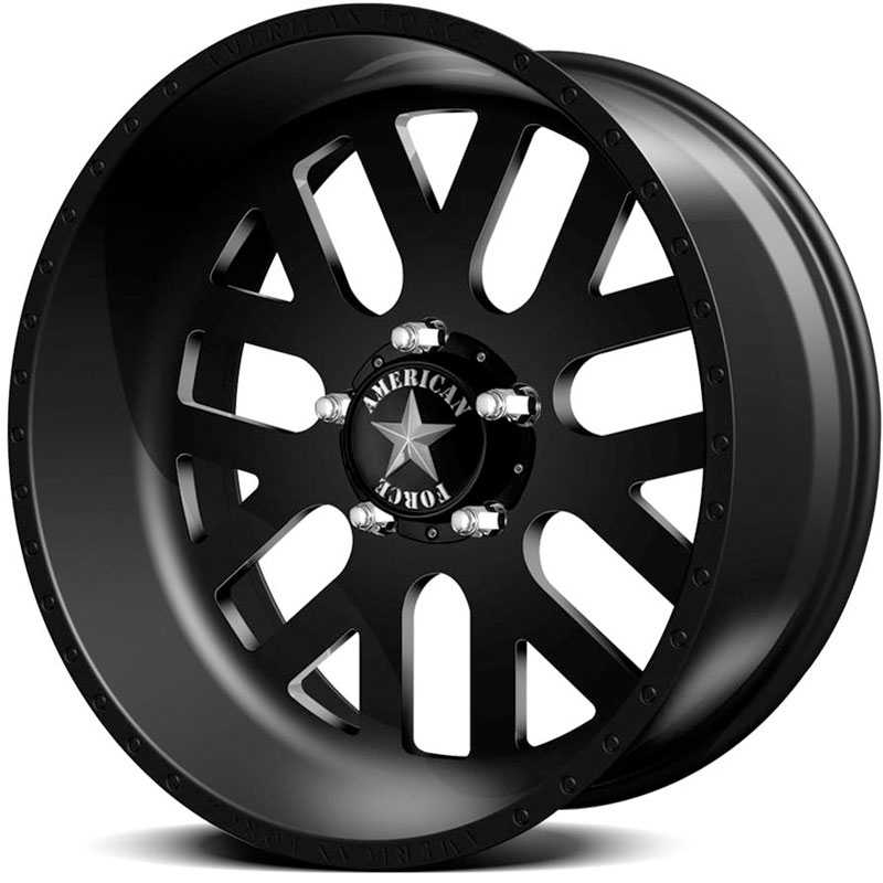 20x14 American Force Wheels ELITE SS5 Black Flat-Machined Windows REV