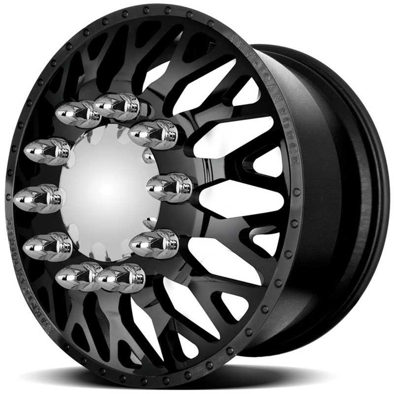 20x8.25 American Force Dually Wheels EVO Black Textured-Solid HPO