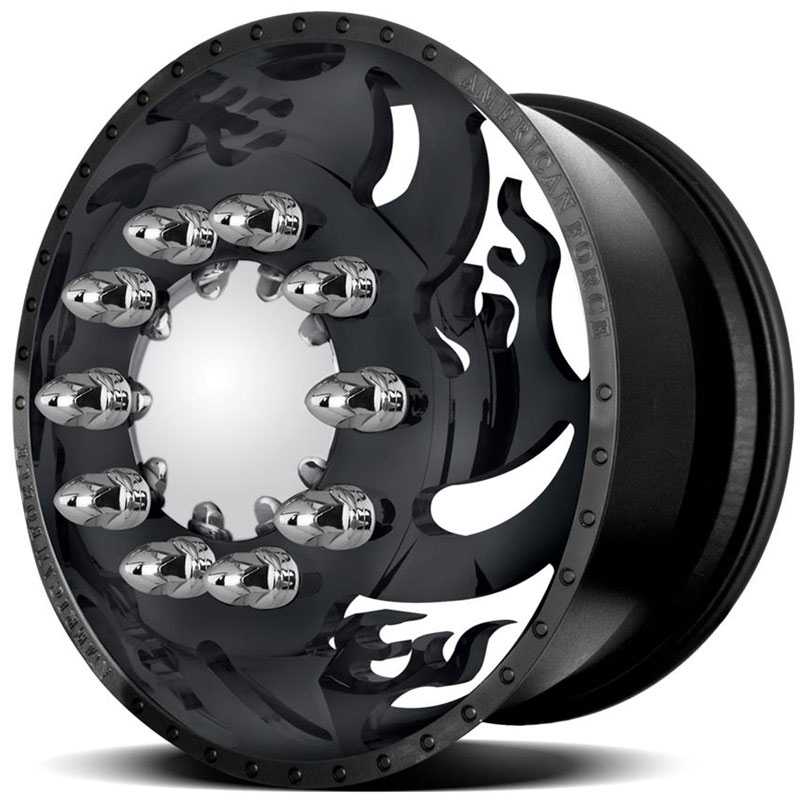 20x8.25 American Force Dually Wheels FLAME Black Flat-Solid HPO