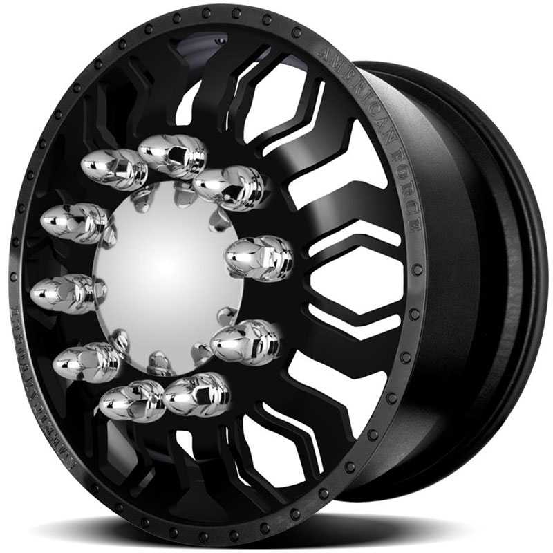 22x8.25 American Force Dually Wheels HAWK Black Textured-Solid HPO