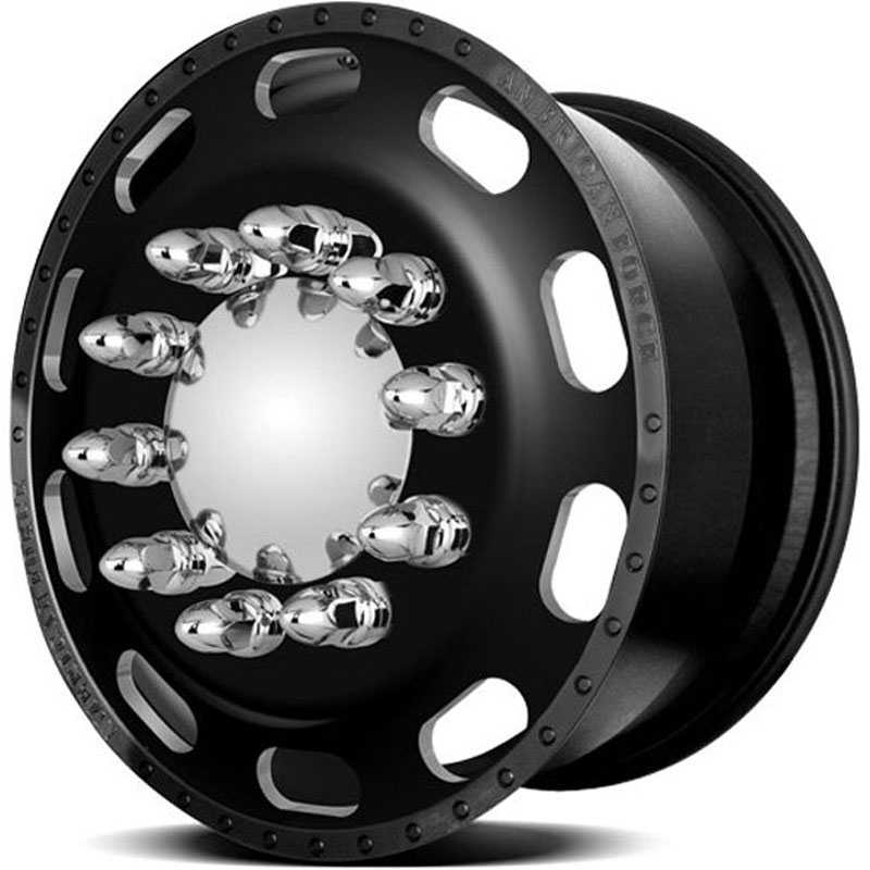 22.5x8.25 American Force Dually Wheels HD Black Textured-Solid HPO