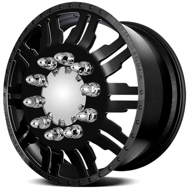 22.5x8.25 American Force Dually Wheels IMPACT Black Textured-Solid HPO