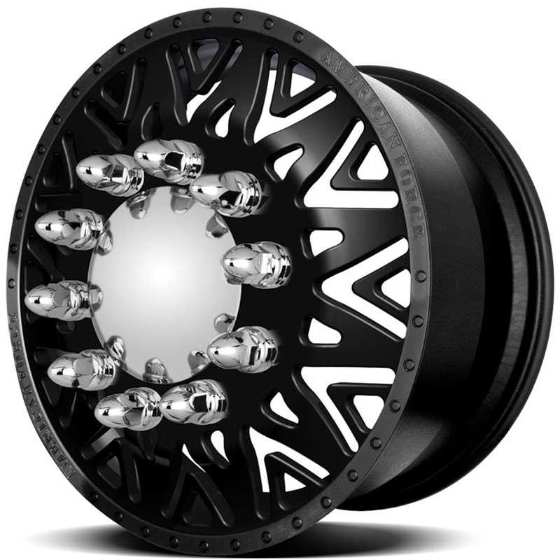 20x8.25 American Force Dually Wheels INFERNO Black Textured-Machined Windows HPO