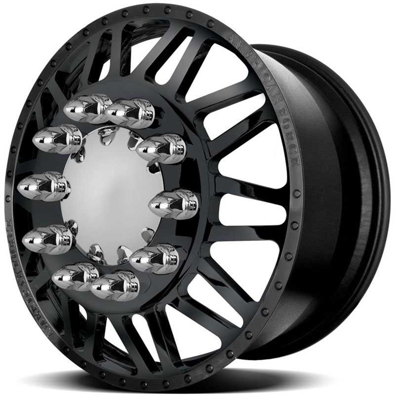 22.5x8.25 American Force Dually Wheels LIBERTY Black Textured-Solid HPO